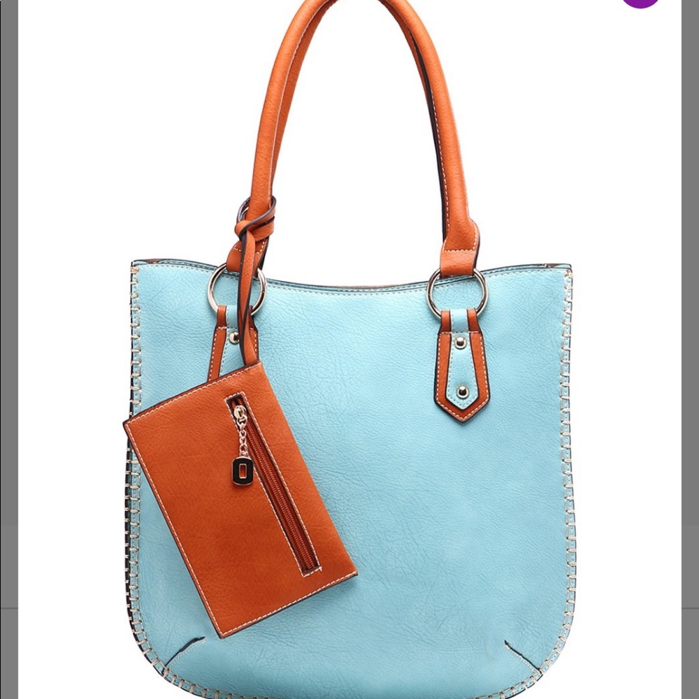 MKF Collection by Mia K-LAST ONE!!Light Blue Akris tote with coin purse bag-NWT